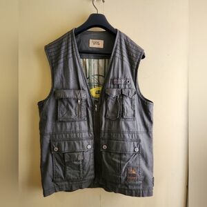 Men's Gray/Green Utility Vest Size XL